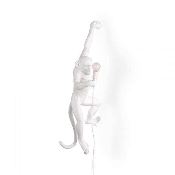 Seletti Monkey Hanging Left Væglampe Hvid