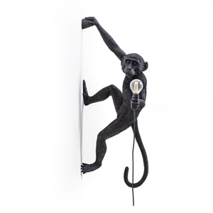 Seletti Monkey Hanging Right Væglampe Sort Udendørs