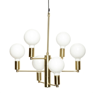 Hübsch Lamp m / bulb, LED, brass / glass, m / black line Brass