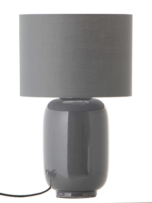 Frandsen cadiz ceramic table lamp with smooth fabric shade COOL GREY / GLOSSY